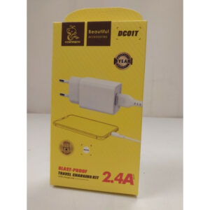 ŁADOWARKA SIECIOWA 2.4A + KABEL TYP-C USB BIAŁA DENMEN 2400mA DC01 12W